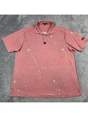 Bad Birdie Polo Mens XL Pink Splatter Paint Performance Golf Shirt